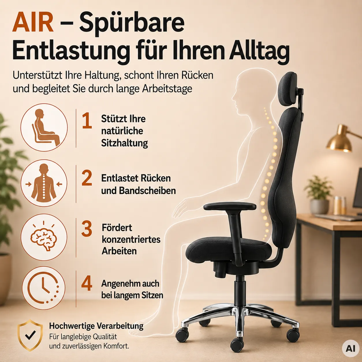 AIR - Bürostuhl zur Rückenunterstützung